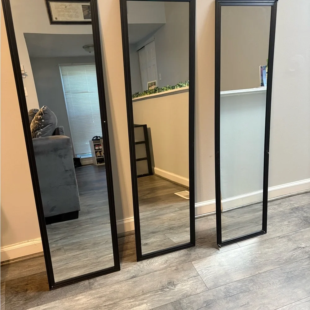 Sleek Black Framed Wall Mirror Set